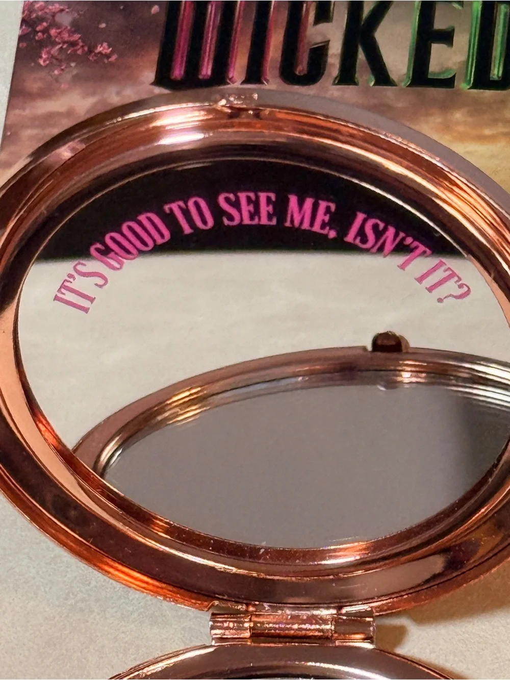 Wicked Compact Mirror with Pink Silhouette - Portable Makeup Accessory